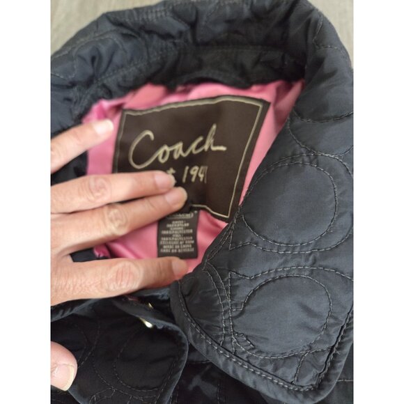 COACH Signature "C" Quilted Logo Monogram Snap Front Jacket Coat Women S - Picture 8 of 11